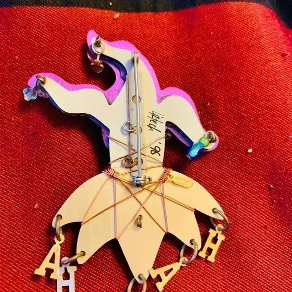 Vintage Liztech Brooch Mardi Gras Signed Colorful Design Hand wired - Picture 7 of 7